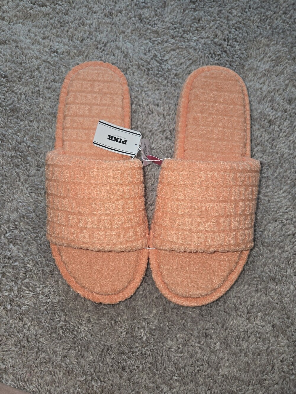 VS PINK TERRY PLATFORM SLIDES
